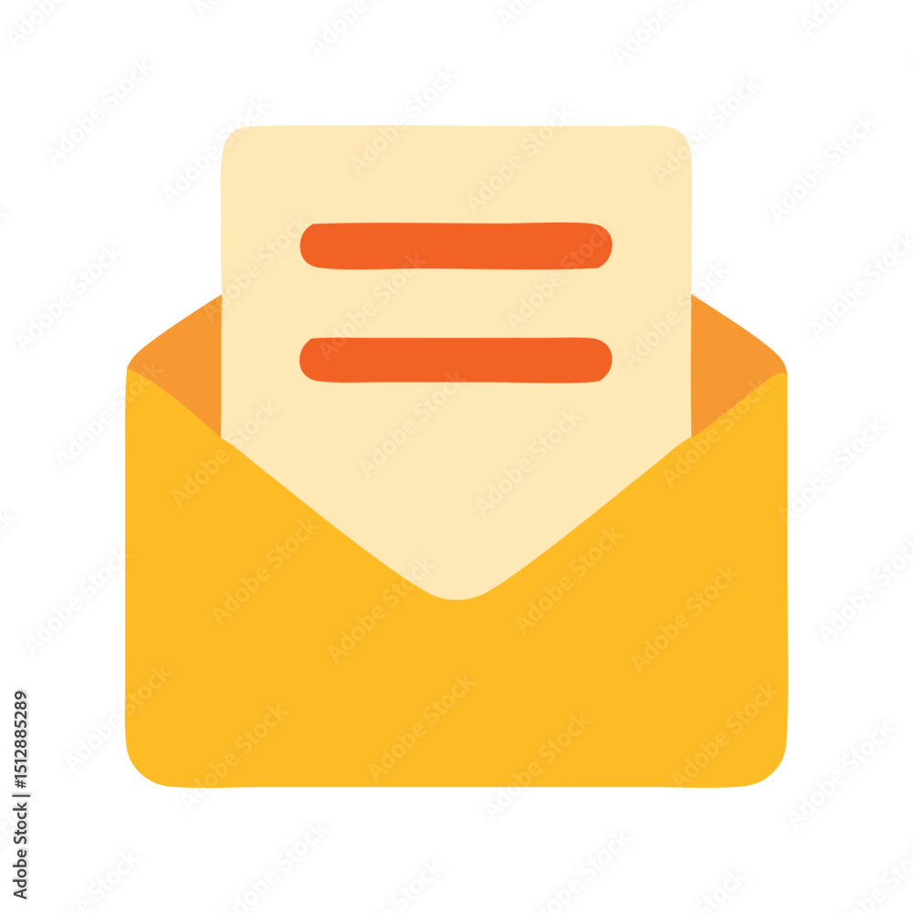 Poster open envelope with document - communication icon