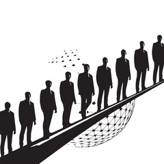 Business people, set of vector silhouettes and silhouettes of men
