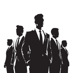 Business people, set of vector silhouettes and silhouettes of men
