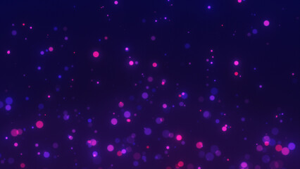 Abstract glowing particles in purple and pink tones on dark background, smooth futuristic texture with depth and motion feel.