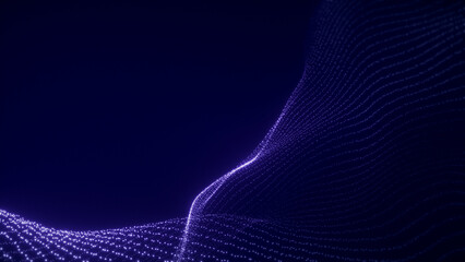 Purple glowing grid forming soft surface on dark background, abstract tech terrain or futuristic landscape.