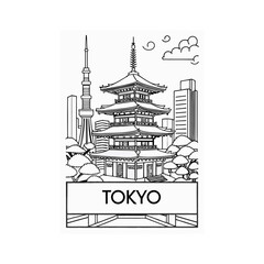 Cityscape with Temple and Skytree