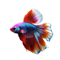 Fototapeta premium Vibrant colorful siamese fighting fish isolated on transparent background