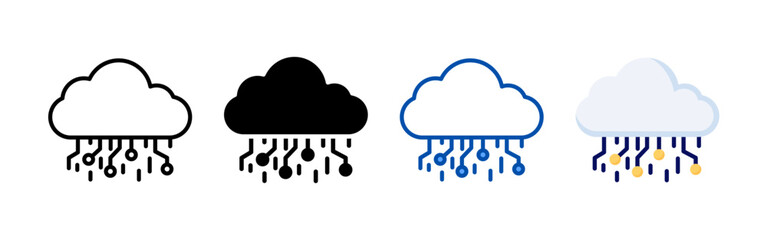 Cloud computing icon set bundle. Multi style icon collection perfect for websites, apps, and presentations. Simple vector icon collection
