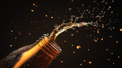 A soda bottle cap popping off releasing a fizzy burst.