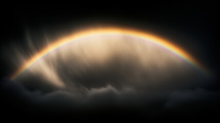 A vibrant rainbow arcing across the sky after a refreshing rain shower.