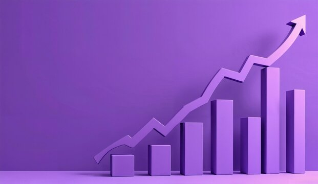 Upward Trend Graph with Purple Bars and Arrow