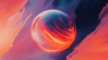 A neon sphere pulsing with energy in a cyberpunk environment.