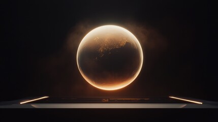 A holographic globe floating above a futuristic control panel.