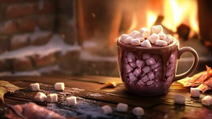 Cozy Hot Chocolate by the Fireplace - Powered by Adobe