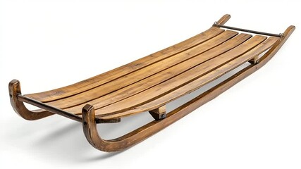 Vintage Wooden Sled: A Classic Winter Recreation on Bright White Background - Powered by Adobe