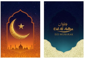 Eid al adha mubarak islamic celebration greeting card design background