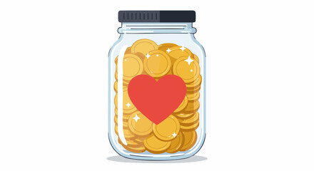 Charity donation concept charity donation jar with heart symbol vector illustration for fundraising and philanthropy concept