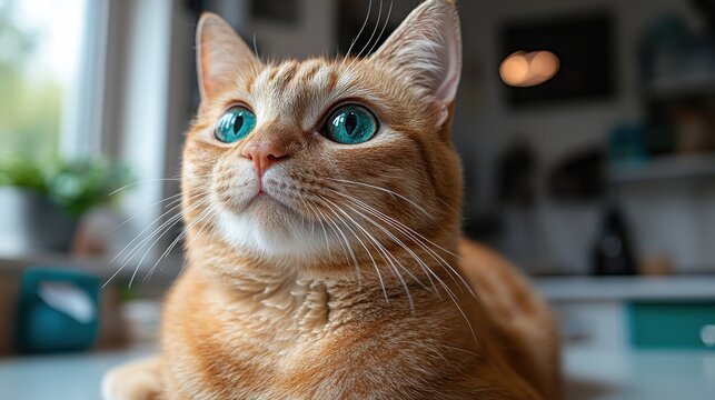 Orange Tabby Cat with Blue Eyes - Powered by Adobe