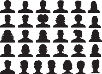 Avatar Portrait Silhouettes – Man & Woman Face Icons, Anonymous People Vector Set

