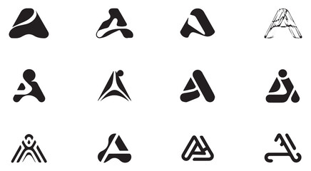 Abstract letter a logo design concepts set