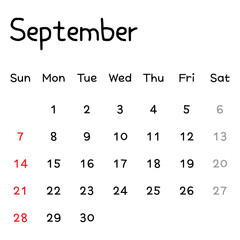 Simple September 2025 Monthly Calendar. Printable Calendar.