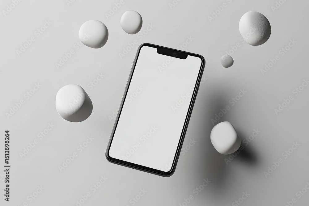 Poster high definition image of mobile app screen mockup floating