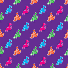 Seamless pattern Illustration of priority seating with purple background drawing in vector