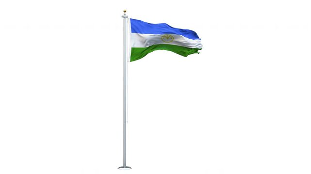 Bashkortostan flag waving looping with transparent background. Ready to use drag and drop immediately.