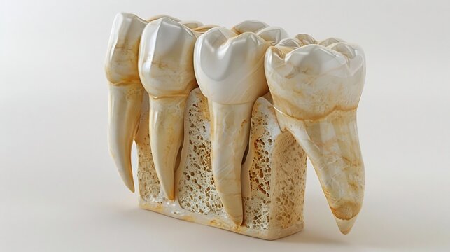 Dental Teeth Model with Gingivitis on White Background