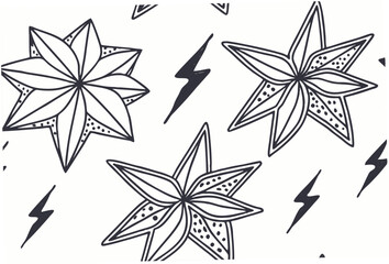 hand drawn sketch icons of stars