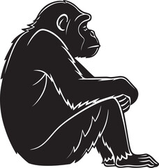 Fototapeta premium Calm Sitting Gorilla Silhouette with Peaceful Posture