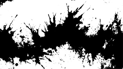 Obraz premium Wide Horizontal Black Ink Explosion Splatter on White Background
