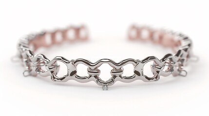 Obraz premium Silver Chain Bracelet on White Background