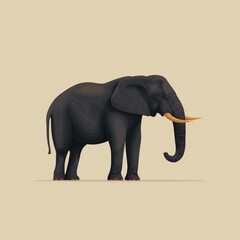 Fototapeta premium Majestic African Elephant Wildlife Animal Portrait Detailed Illustration