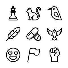 Simple Black And White Line Icons Set