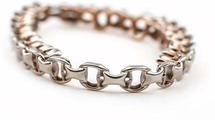 Fototapeta premium Rose Gold Chain Bracelet on White Background