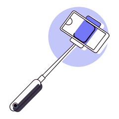 Smartphone selfie stick illustration for social media
