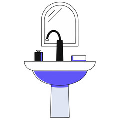 Modern bathroom sink with pedestal and arched mirror