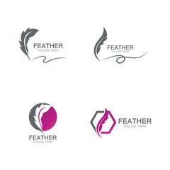 feather logo vector template line