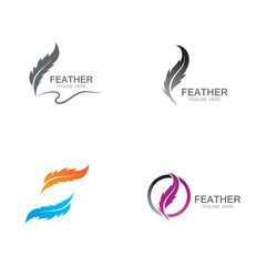Fototapeta premium feather logo vector template line