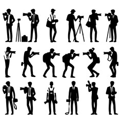 set of  photographer silhouette,  set of  photographer vector