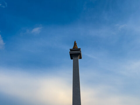 Monas (national monument), one of the icons of pride for Jakarta residents with blue sky background