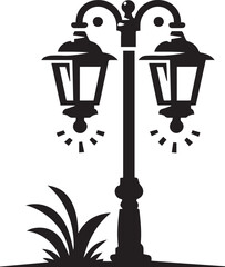 Lamp post black fill silhouette vector