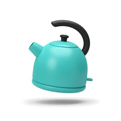 Obraz premium Aqua Teal Kettle 3D Render: A Modern Kitchen Essential