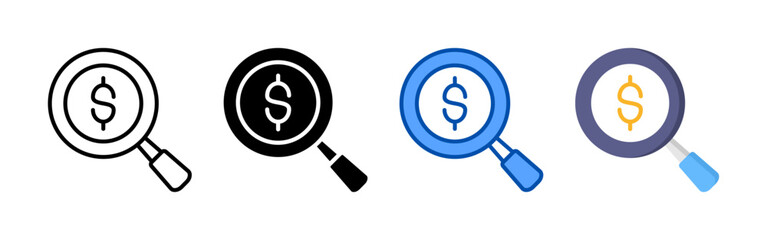 Obraz premium Money icon set bundle. Multi style icon collection perfect for websites, apps, and presentations. Simple vector icon collection