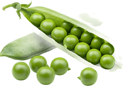 Fresh green peas in pod isolated on transparent background