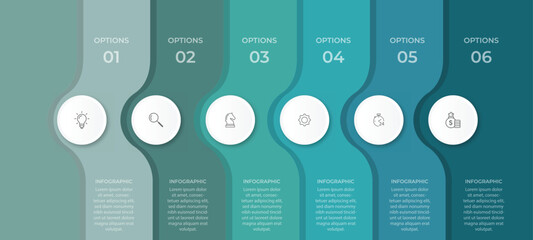 infographic design with 6 options or steps. Infographics for business concept. Can be used for presentations workflow layout, banner, process, diagram, flow chart, info graph, annual report.