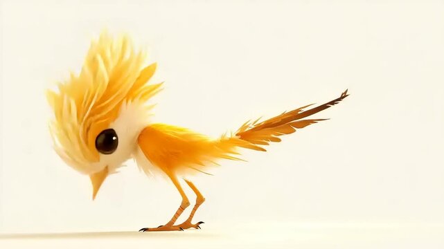  Whimsical Animated Bird: A Cute Character Design with Detailed Feathers
