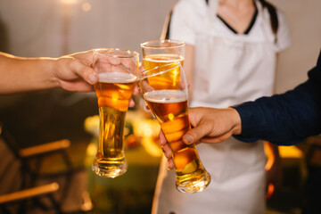 A cheerful summer barbecue gathering with friends and family grilling meat outdoors, enjoying food, laughter, and togetherness in a sunny garden.