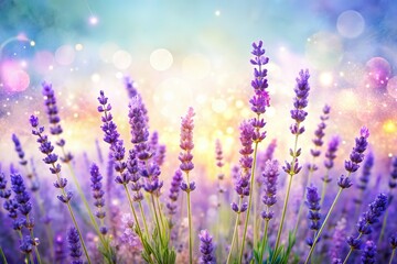 Lavender Field Flat Design Bokeh AI Art