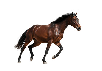 Naklejka premium Beautiful brown horse running isolated on transparent background
