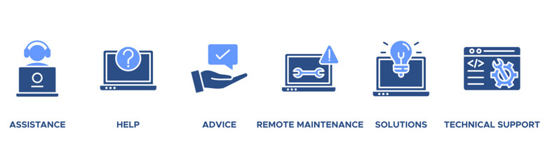 IT Expert banner web icon vector illustration concept with icon of assistance, help, advice, remote maintenance, solutions and technical support