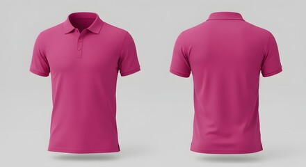 Pink Polo Shirt Mockup - Front and Back View