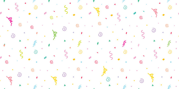 Birthday seamless pattern clipart design. Spiral confetti seamless continuous pattern wallpaper decoration clip art for birthday celebration  background vector illustration.
